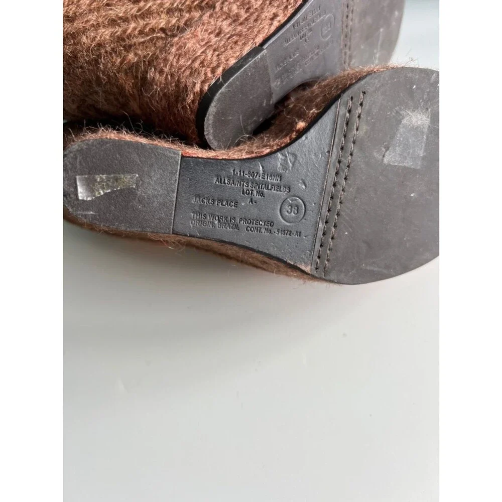 AllSaints Spitalfields twisted leather wedge espadrille heeled sandals